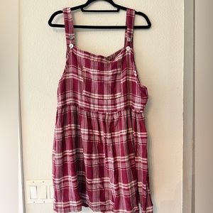 Vintage red plaid schoolgirl style overall skirt jumper